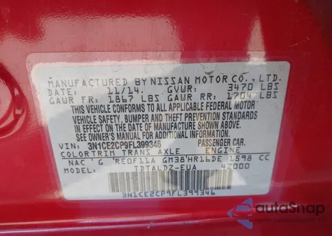 2015 Nissan Versa Note Sv from USA, damaged, VIN 3N1CE2CP9FL399346